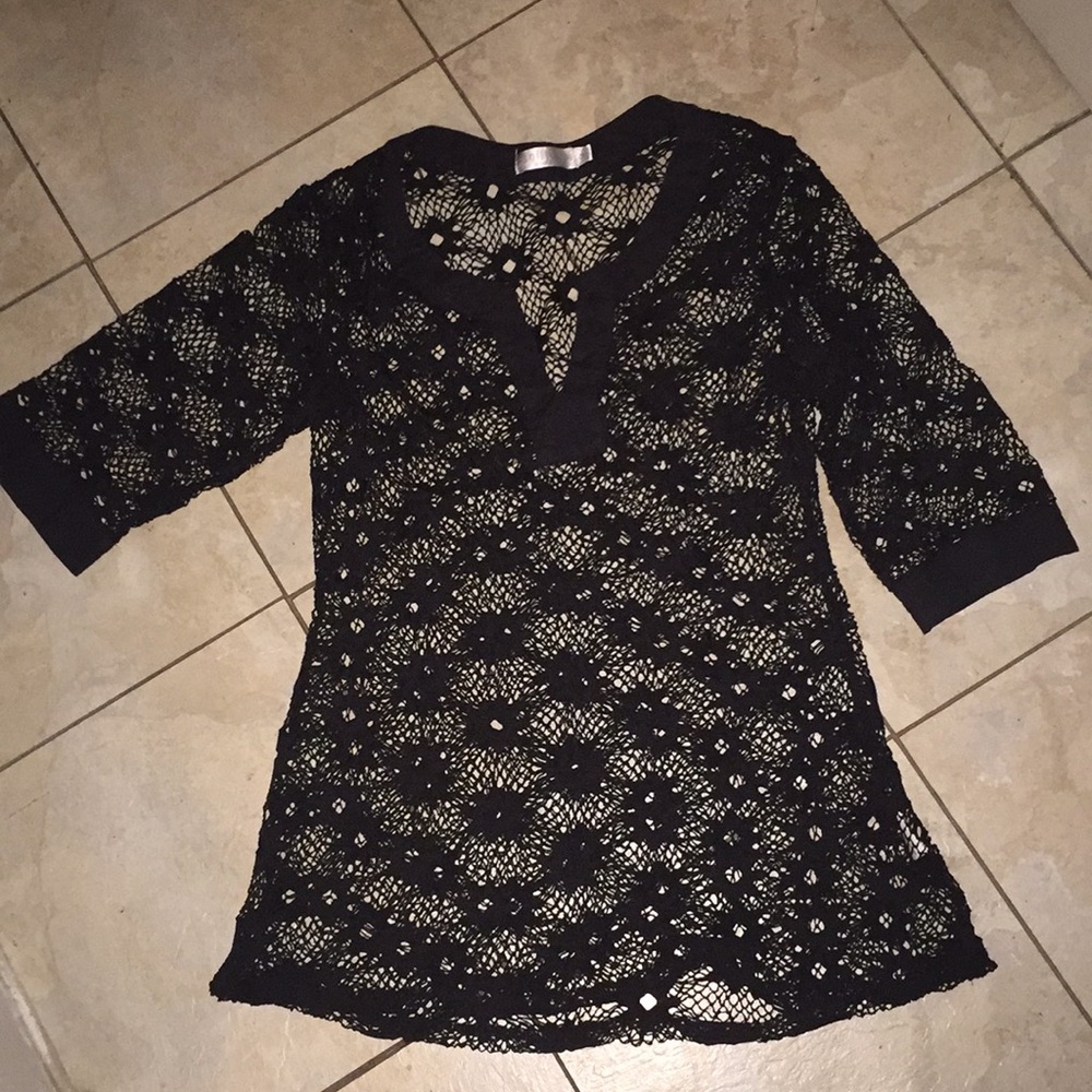 Black crochet swimsuit cover